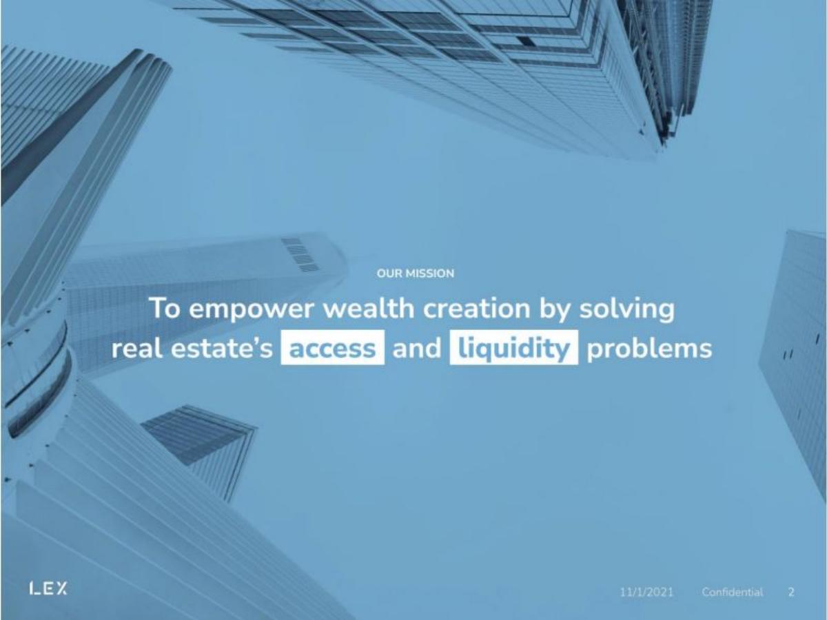 LEX Markets pitch deck slide 2 of 16