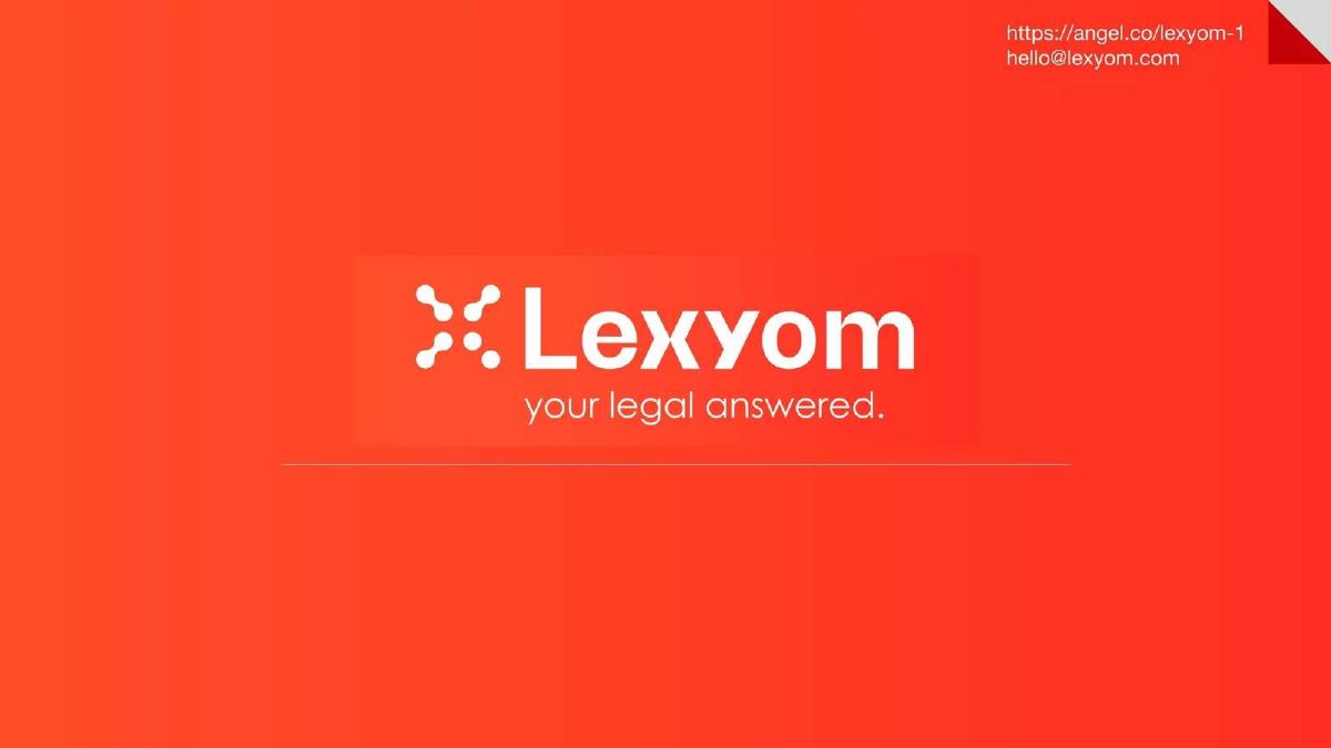 Lexyom pitch deck slide 1 of 9