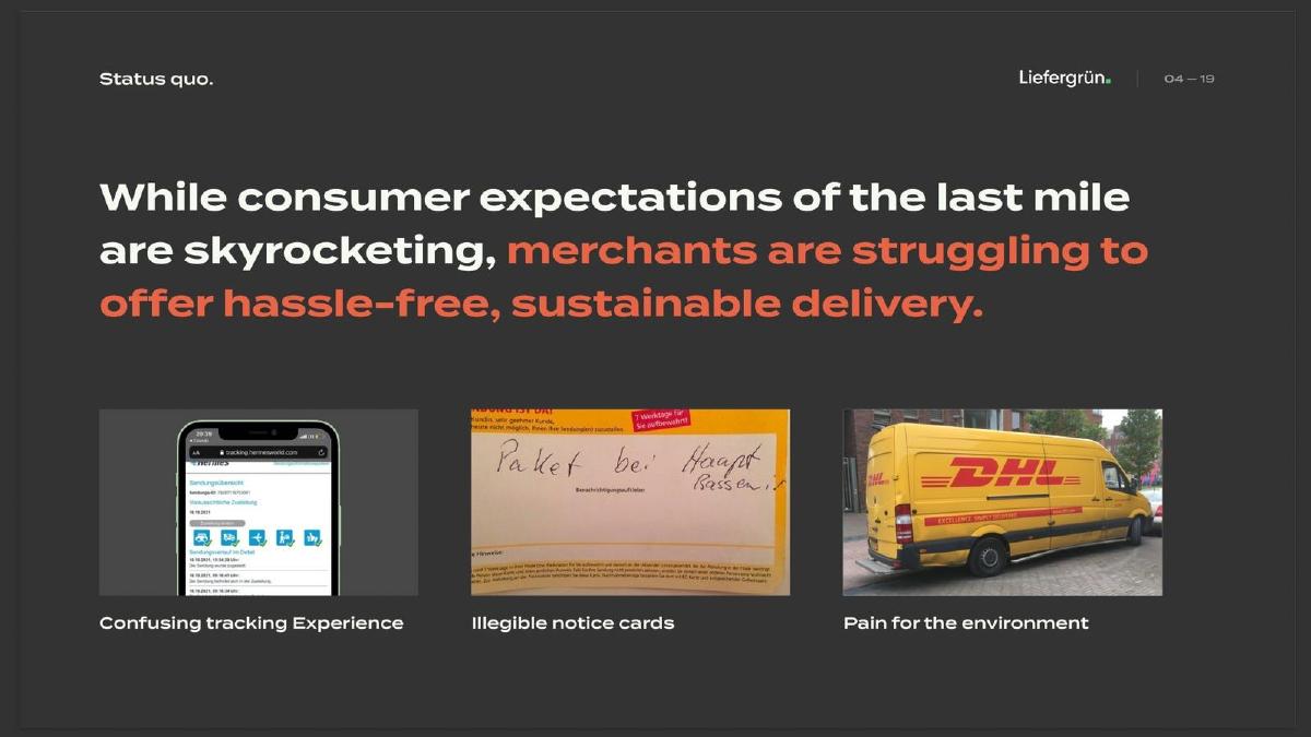 Liefergrün pitch deck slide 4 of 9