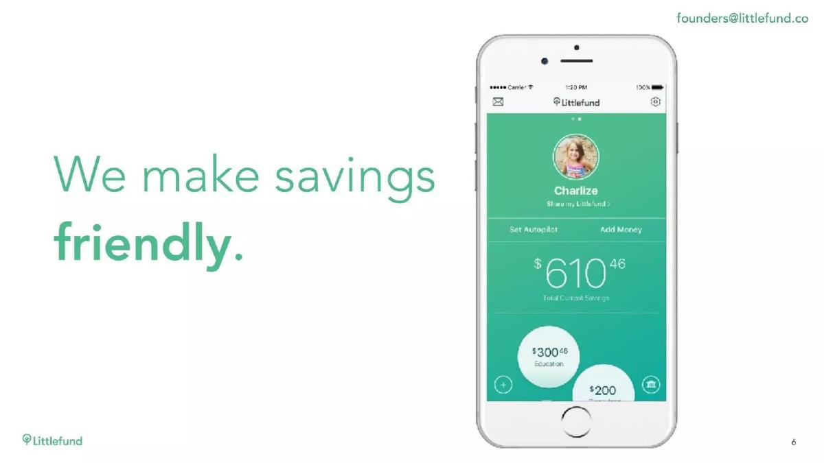 Littlefund pitch deck slide 6 of 9