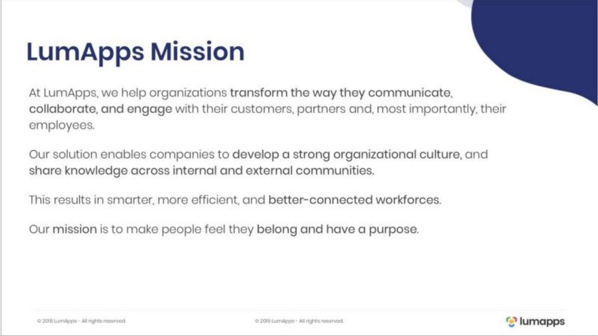 LumApps pitch deck slide 2 of 10