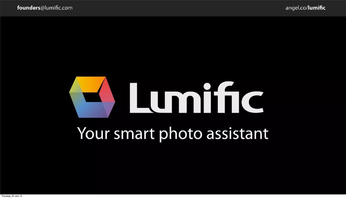 Lumific pitch deck slide 1 of 9