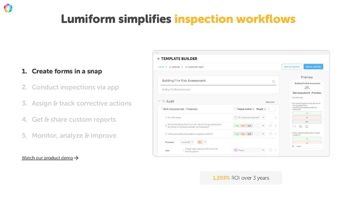 Lumiform pitch deck slide 4 of 10