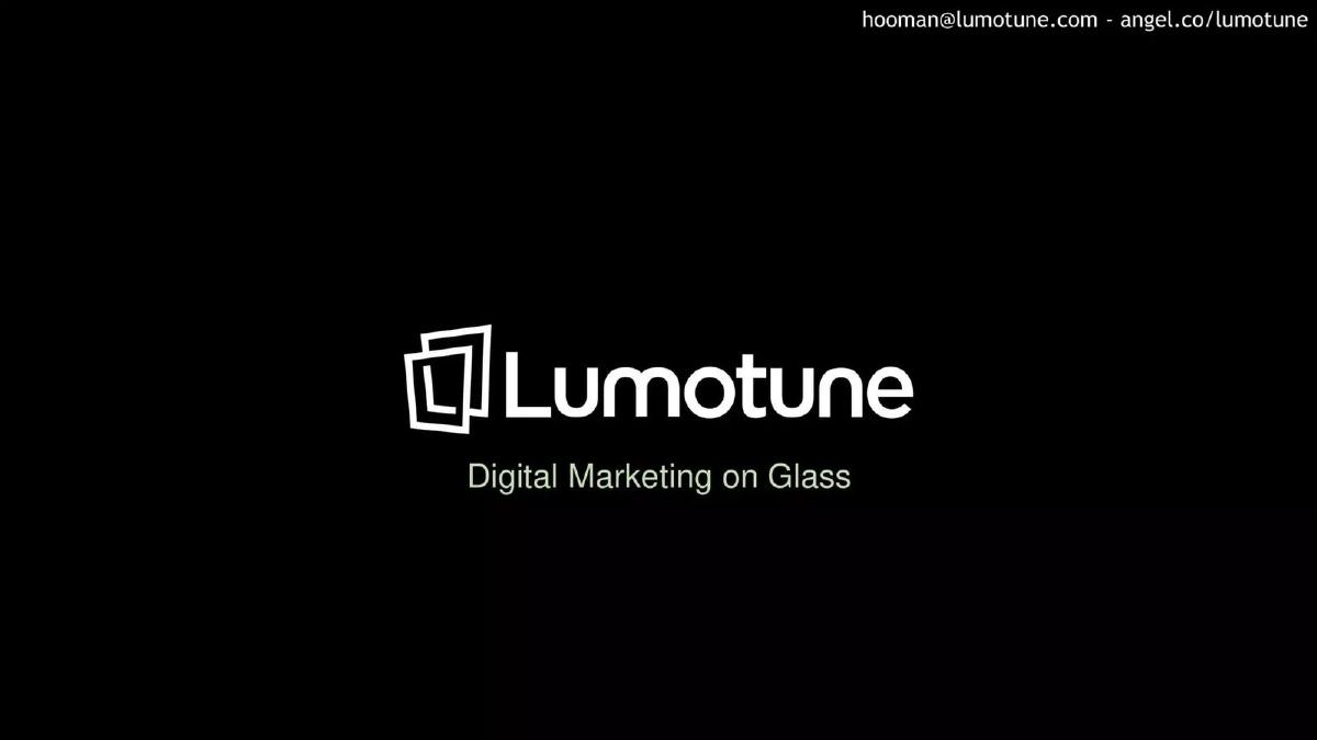 Lumotune pitch deck slide 1 of 11