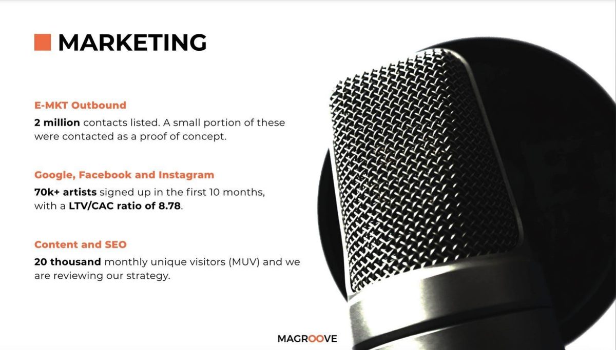 Magroove pitch deck unit economics slide 16