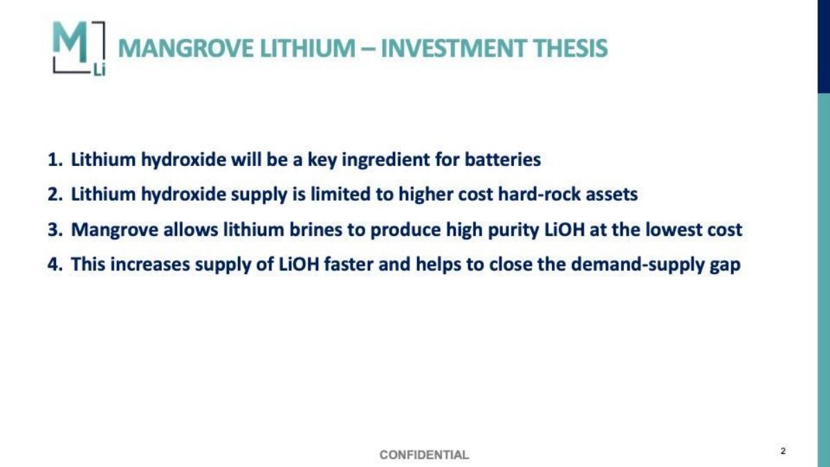 Mangrove Lithium pitch deck slide 2 of 7