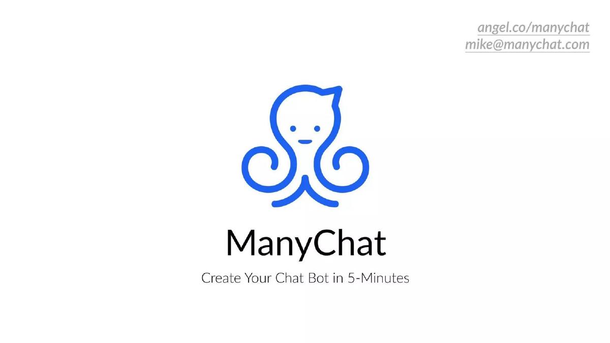 ManyChat pitch deck slide 1 of 10