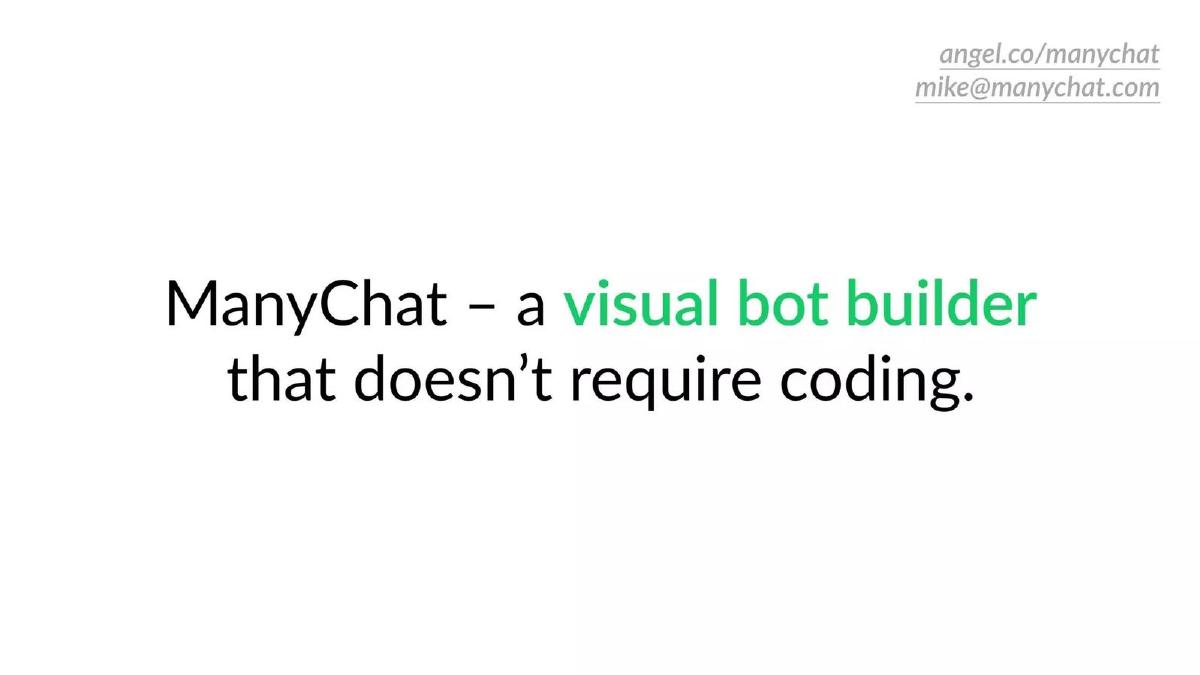 ManyChat pitch deck slide 6 of 10