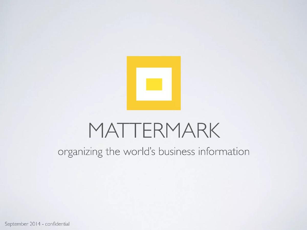 Mattermark pitch deck slide 1 of 30