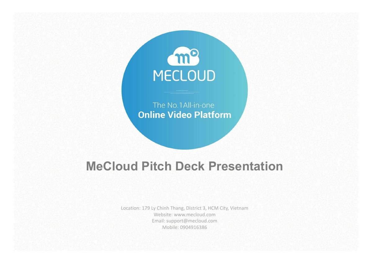 MeCloud pitch deck slide 1 of 14