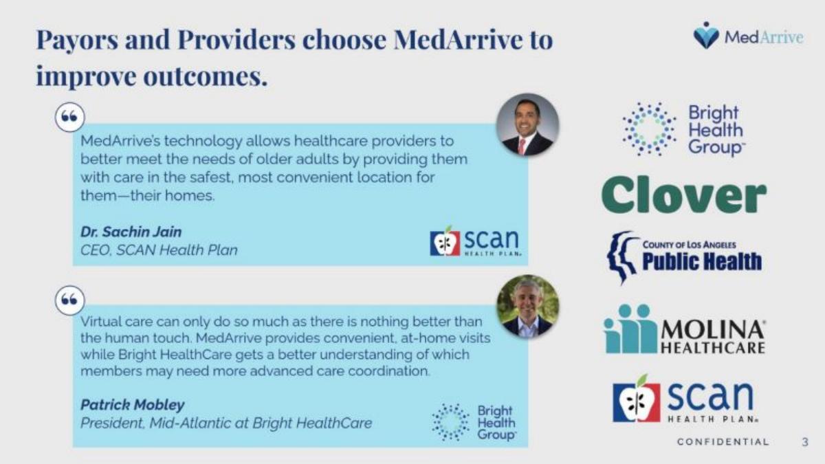 MedArrive pitch deck slide 3 of 17