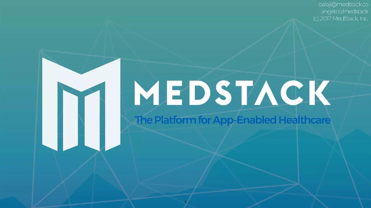 MedStack pitch deck slide 1 of 16