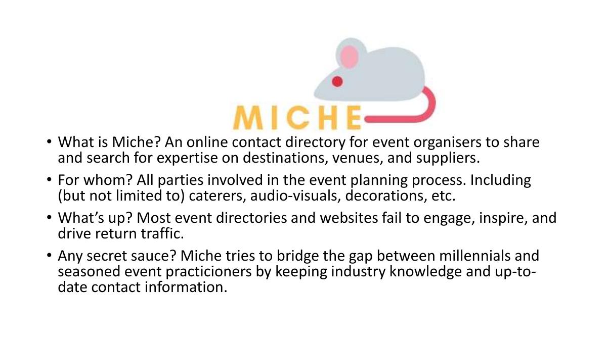Miche pitch deck slide 2 of 9
