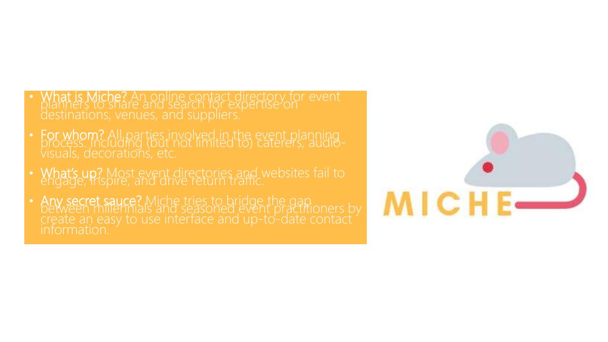 Miche pitch deck slide 3 of 9