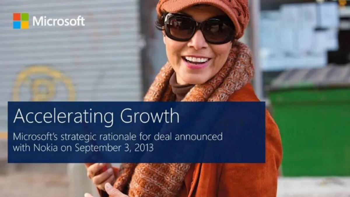 Microsoft × Nokia Acquisition pitch deck slide 1 of 31