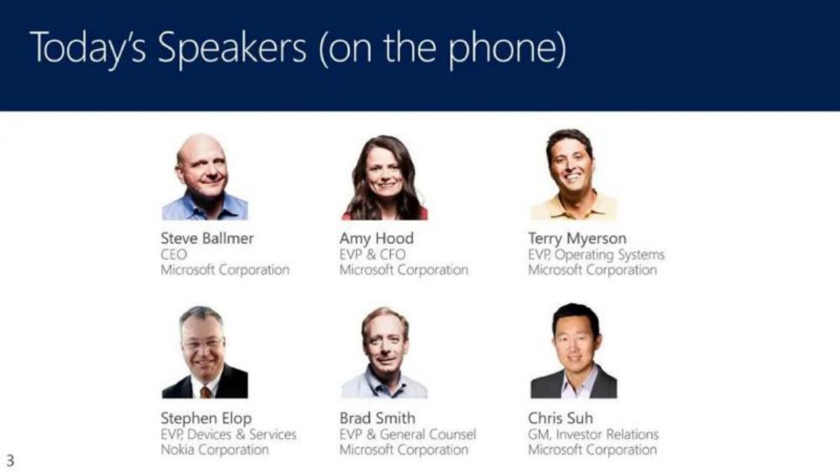 Microsoft × Nokia Acquisition pitch deck slide 3 of 31