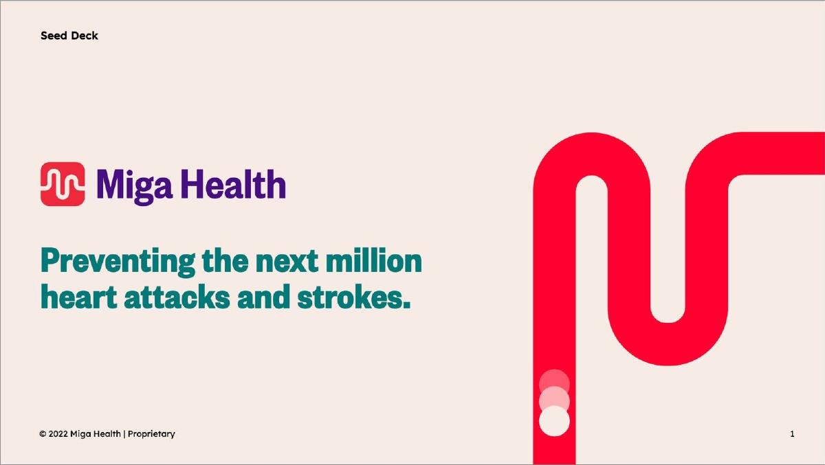 Miga Health pitch deck slide 1 of 13