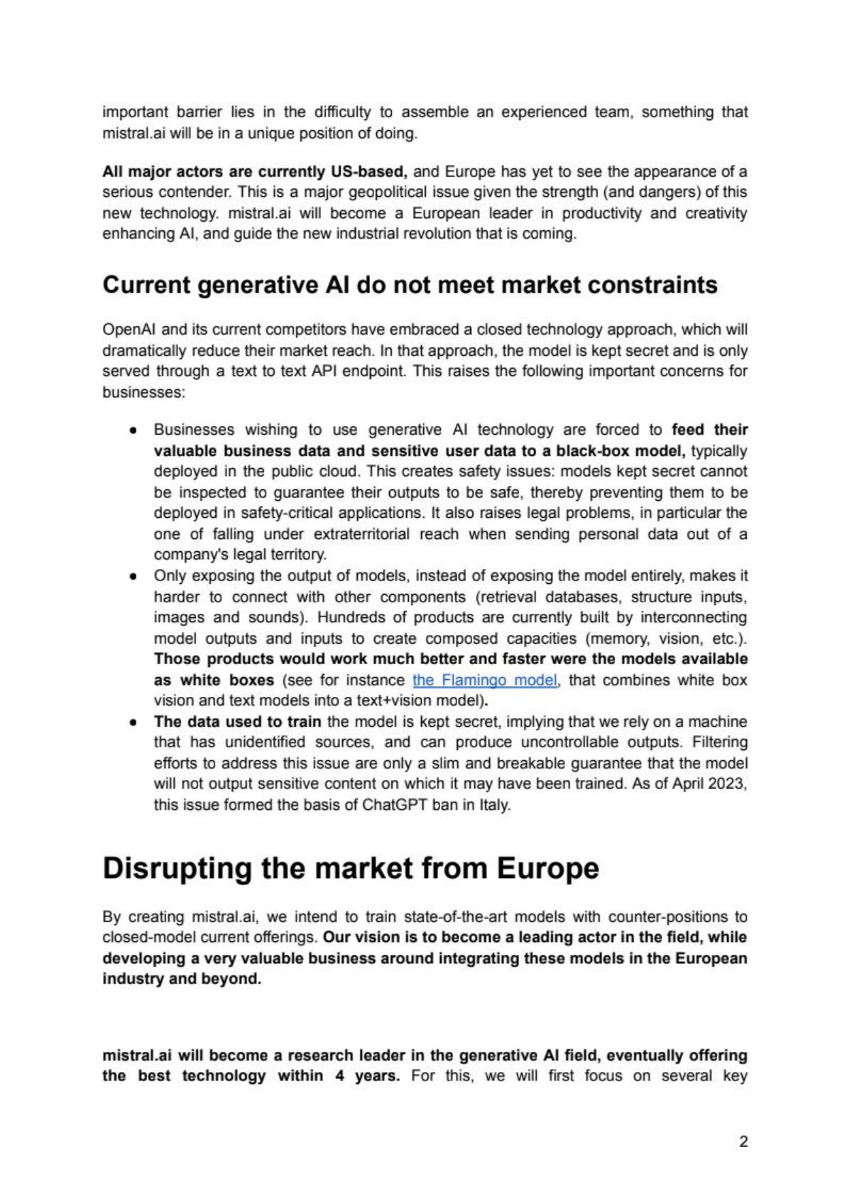 Mistral pitch deck slide 2 of 7