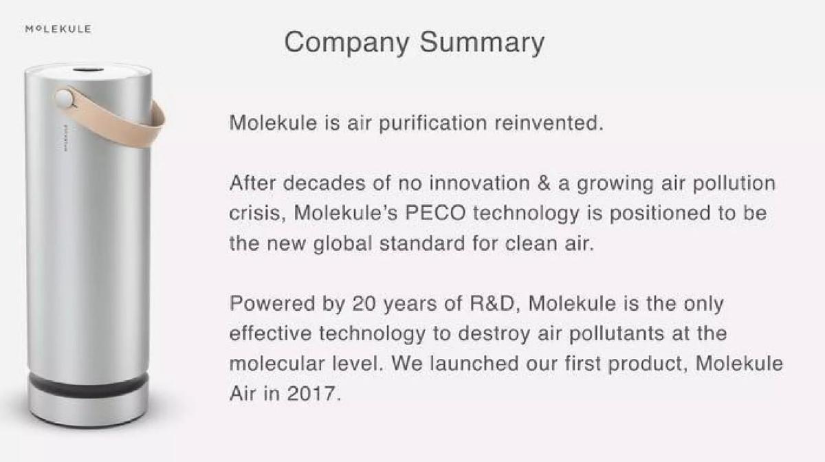 Molekule pitch deck slide 2 of 15