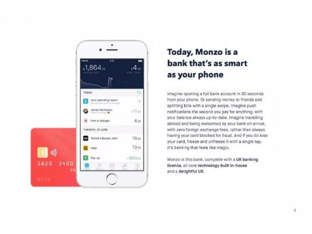 Monzo pitch deck slide 3 of 16