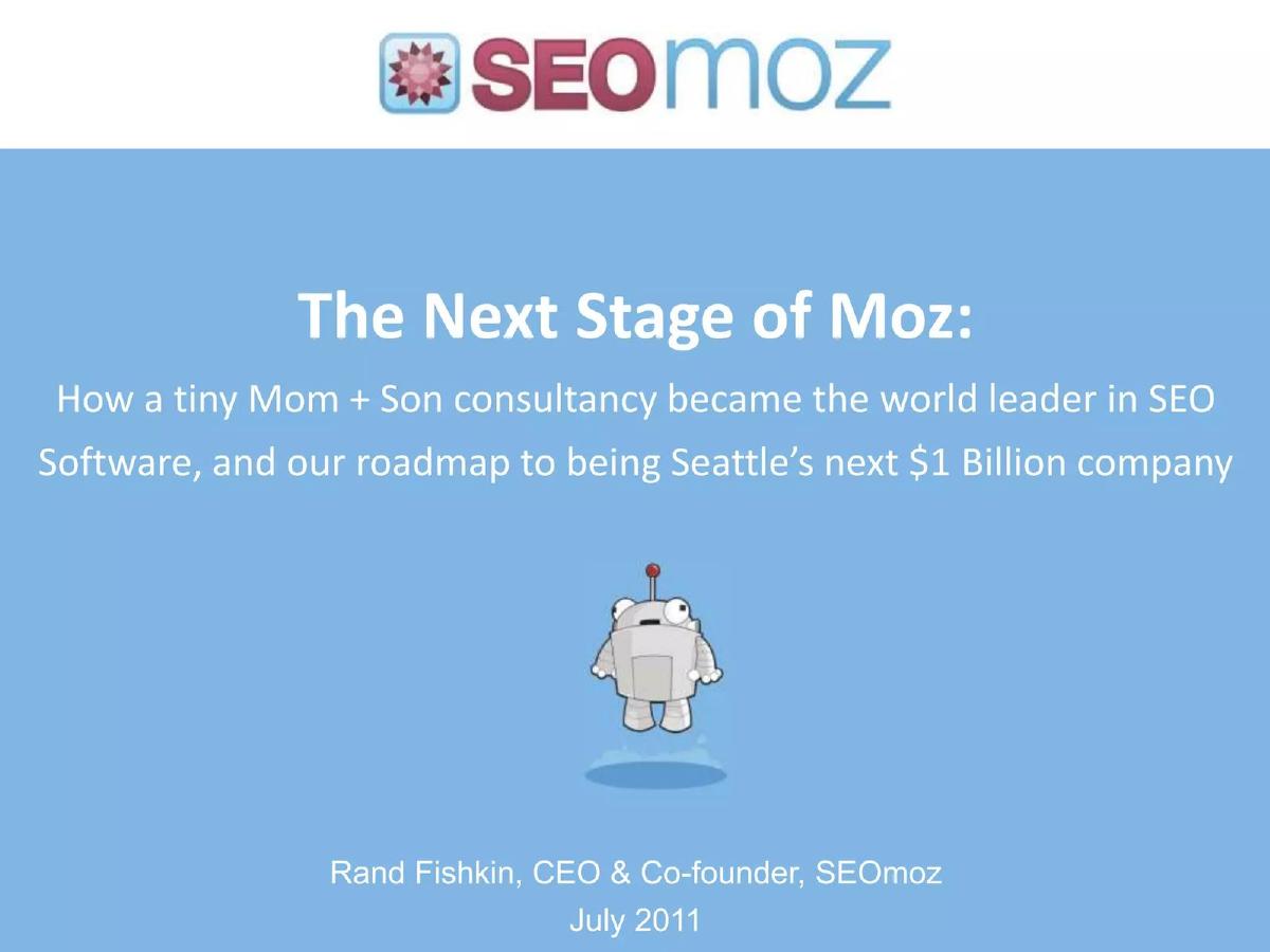 SEO Moz (now Moz) pitch deck slide 1 of 36