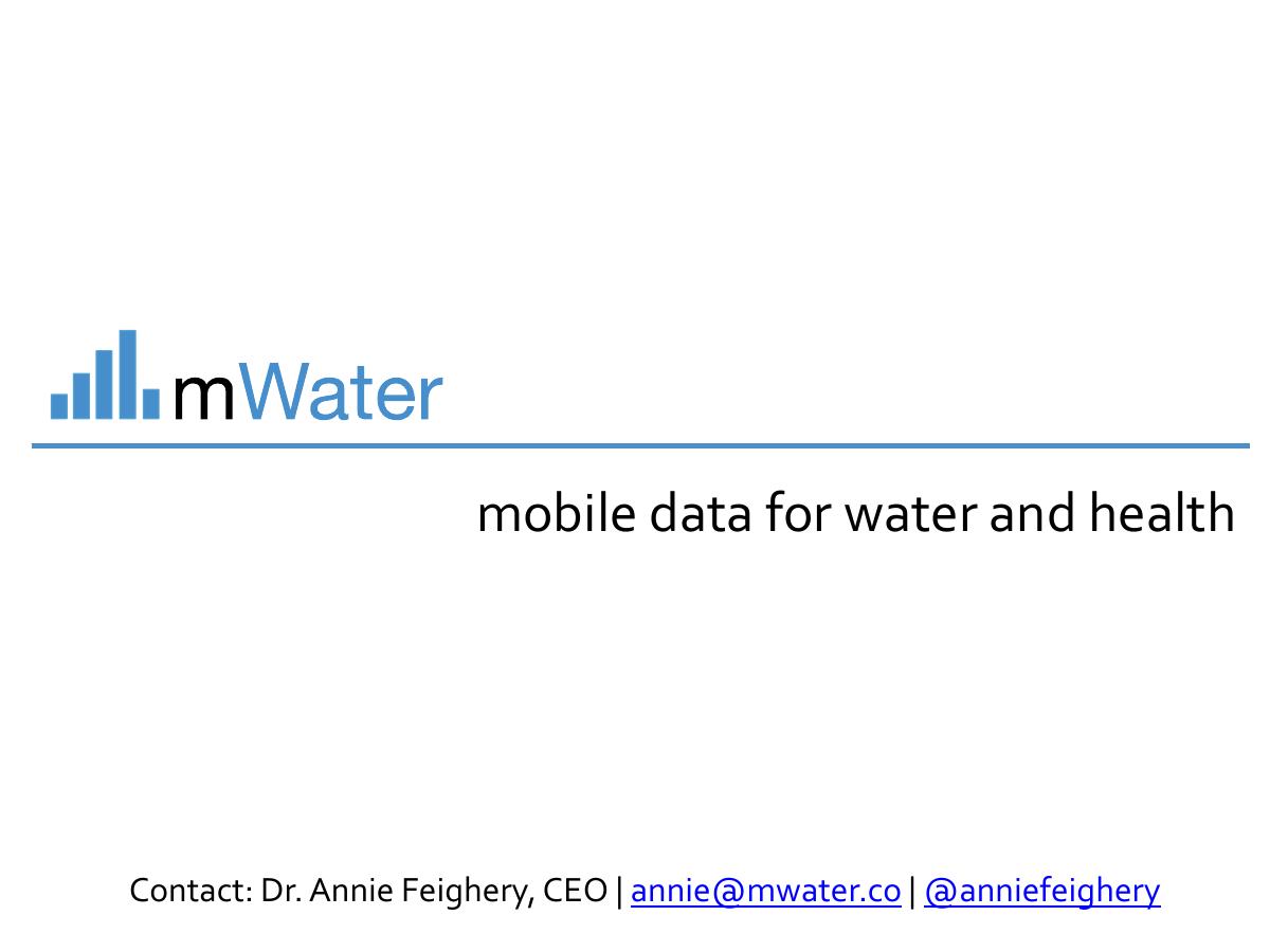 mWater pitch deck slide 1 of 9