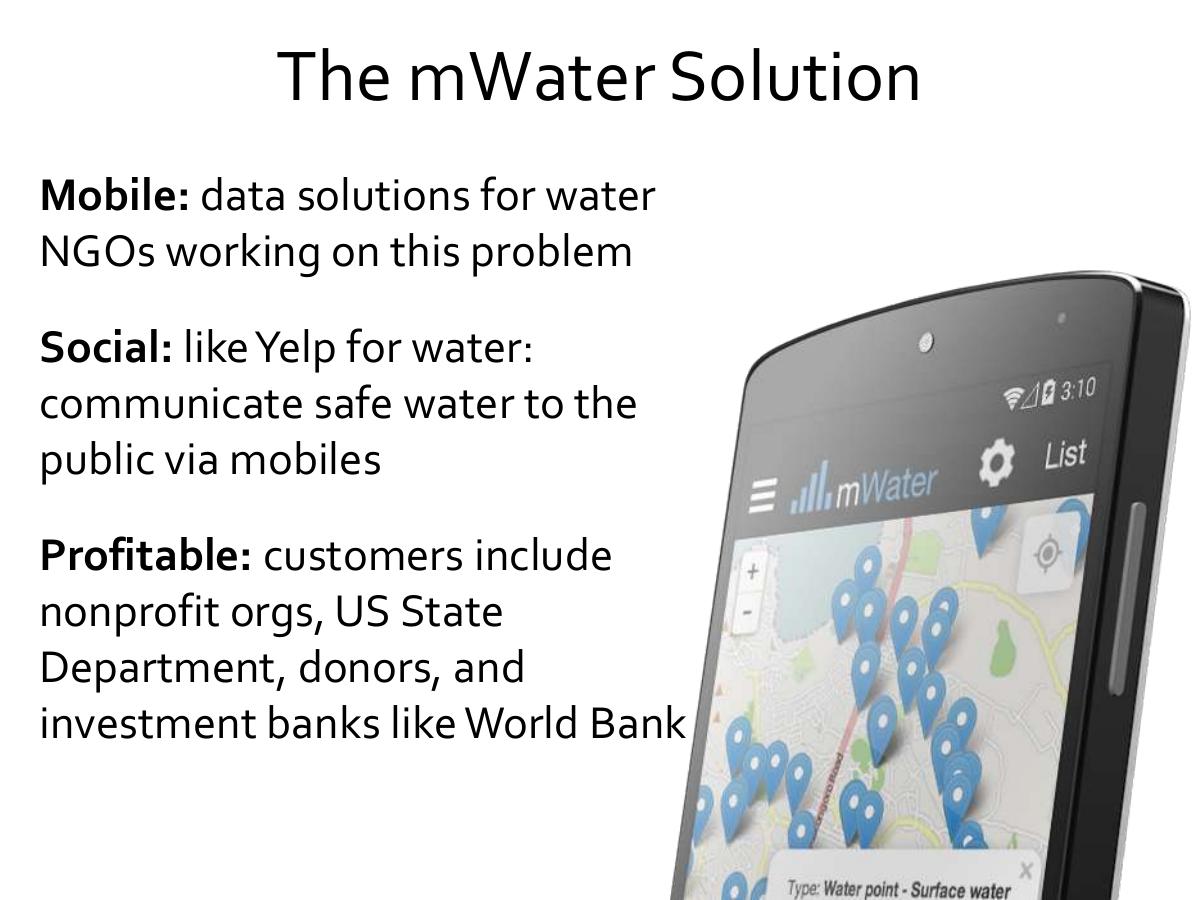 mWater pitch deck slide 5 of 9