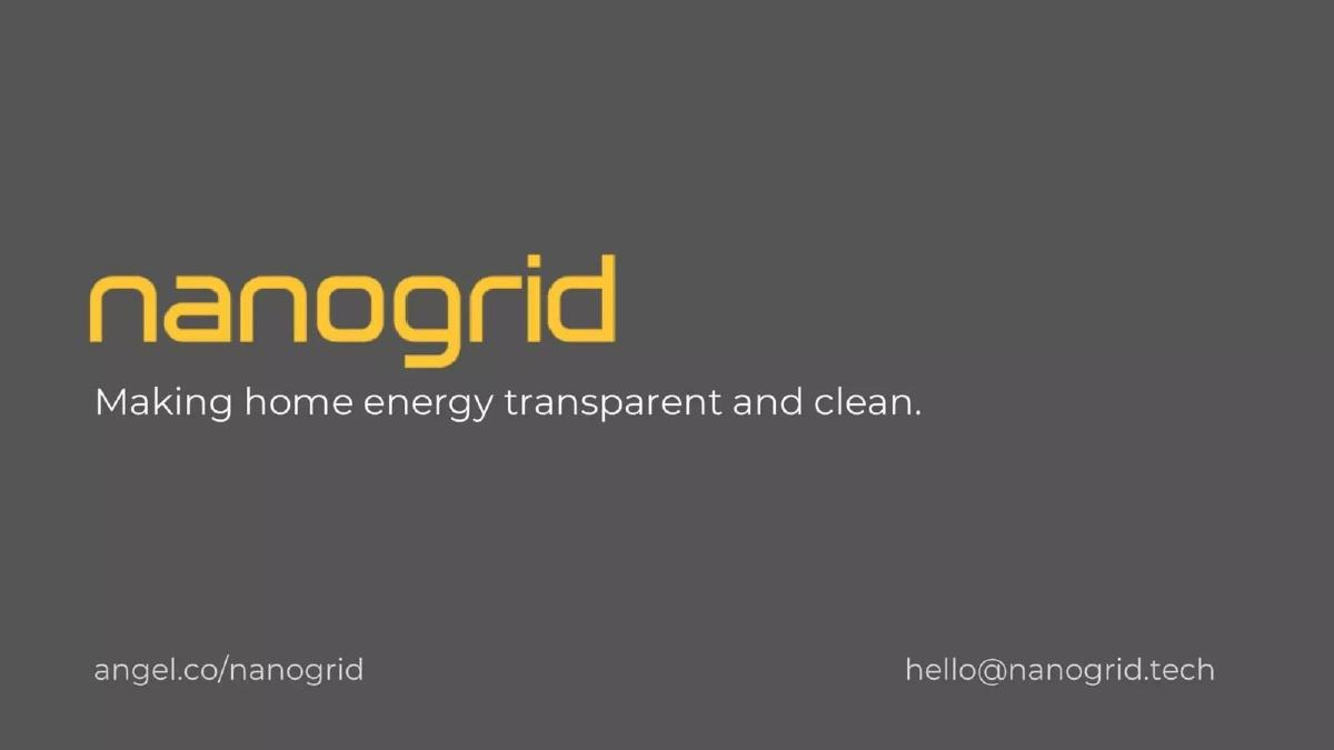 Nanogrid pitch deck slide 1 of 11