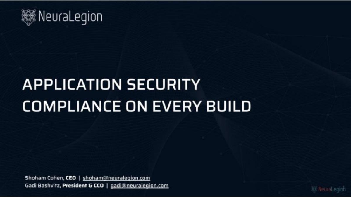 NeuraLegion pitch deck slide 1 of 11