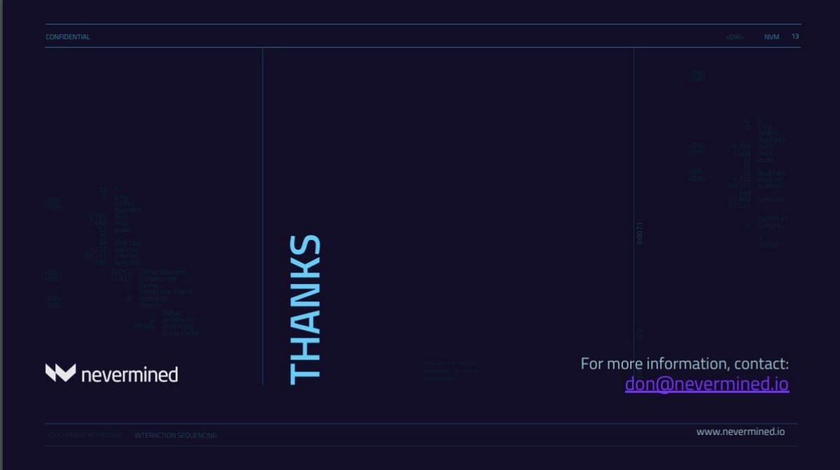Nevermined pitch deck slide 13 of 13