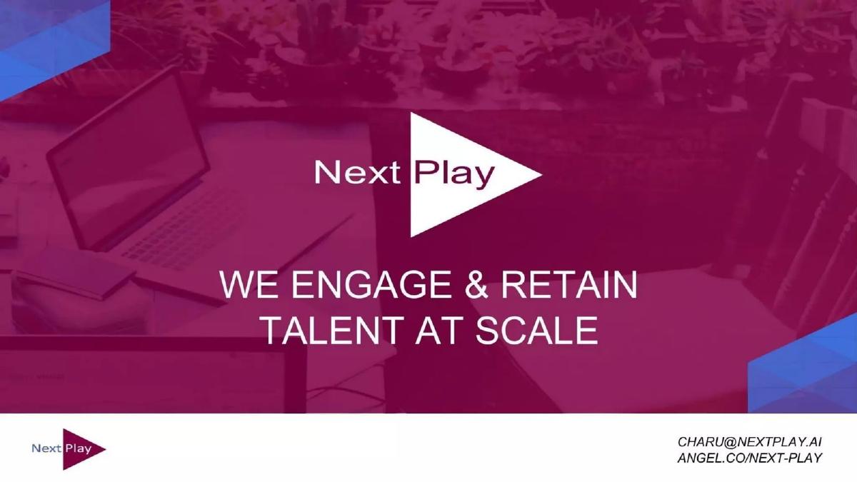 Next Play pitch deck slide 2 of 10