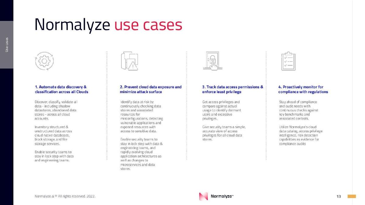 Normalyze pitch deck slide 13 of 16