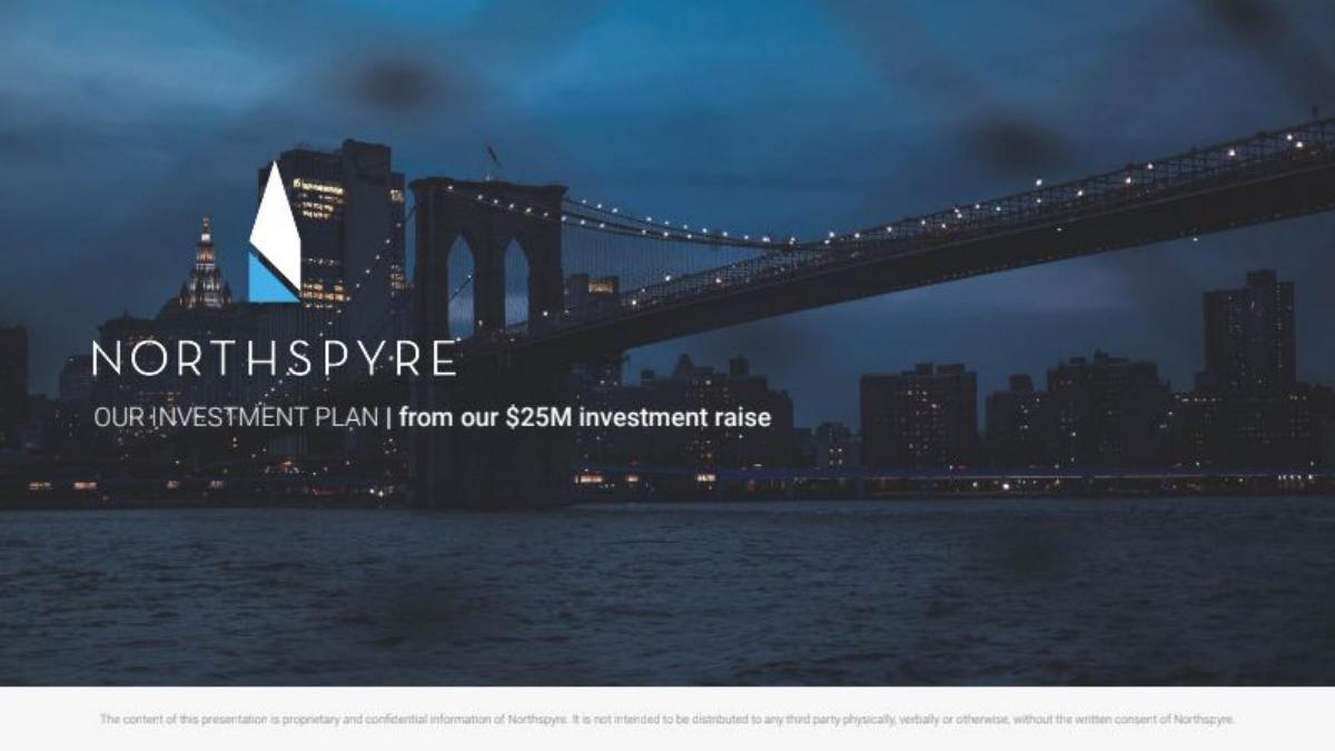 Northspyre pitch deck slide 1 of 14