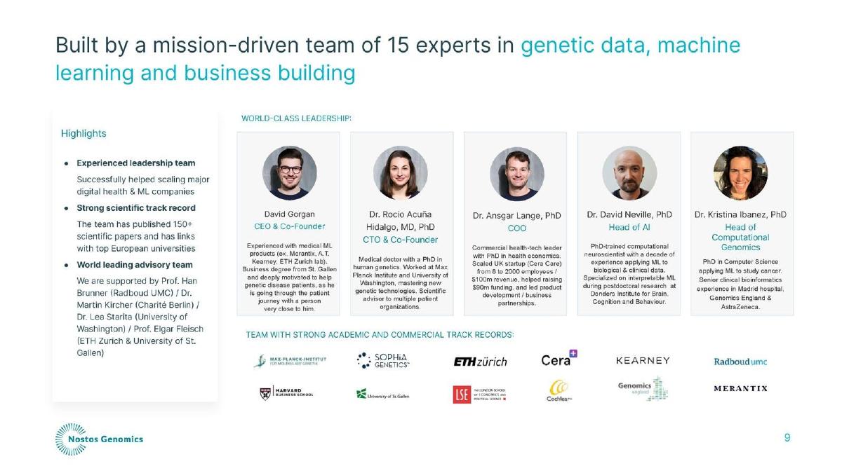 Nostos Genomics pitch deck slide 9 of 12
