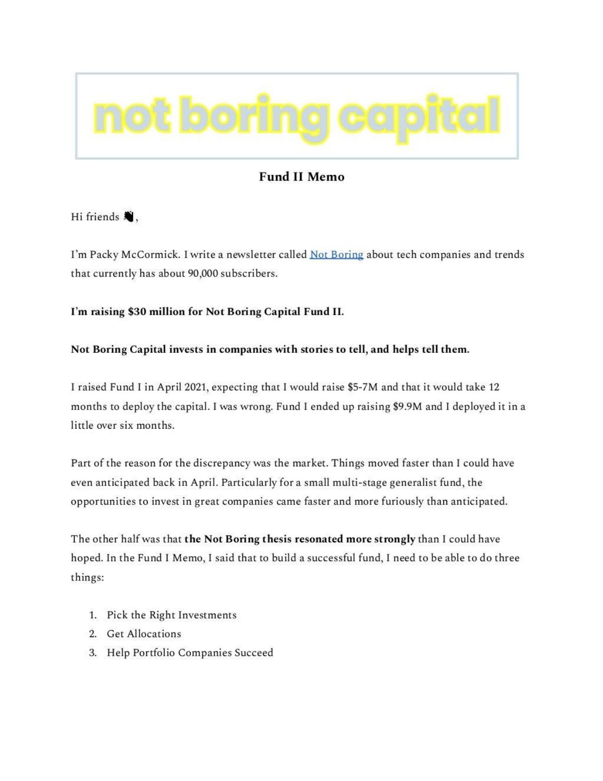 Not Boring Capital pitch deck slide 1 of 15