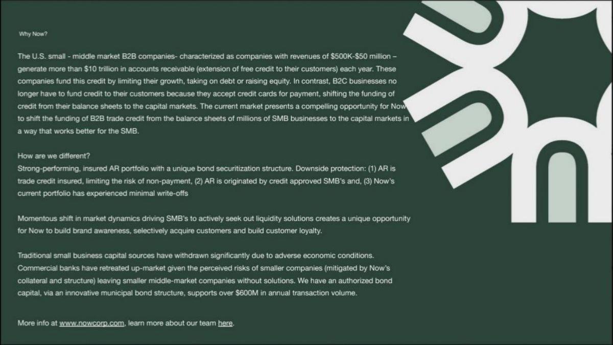 Now (NowAccount) pitch deck slide 6 of 7