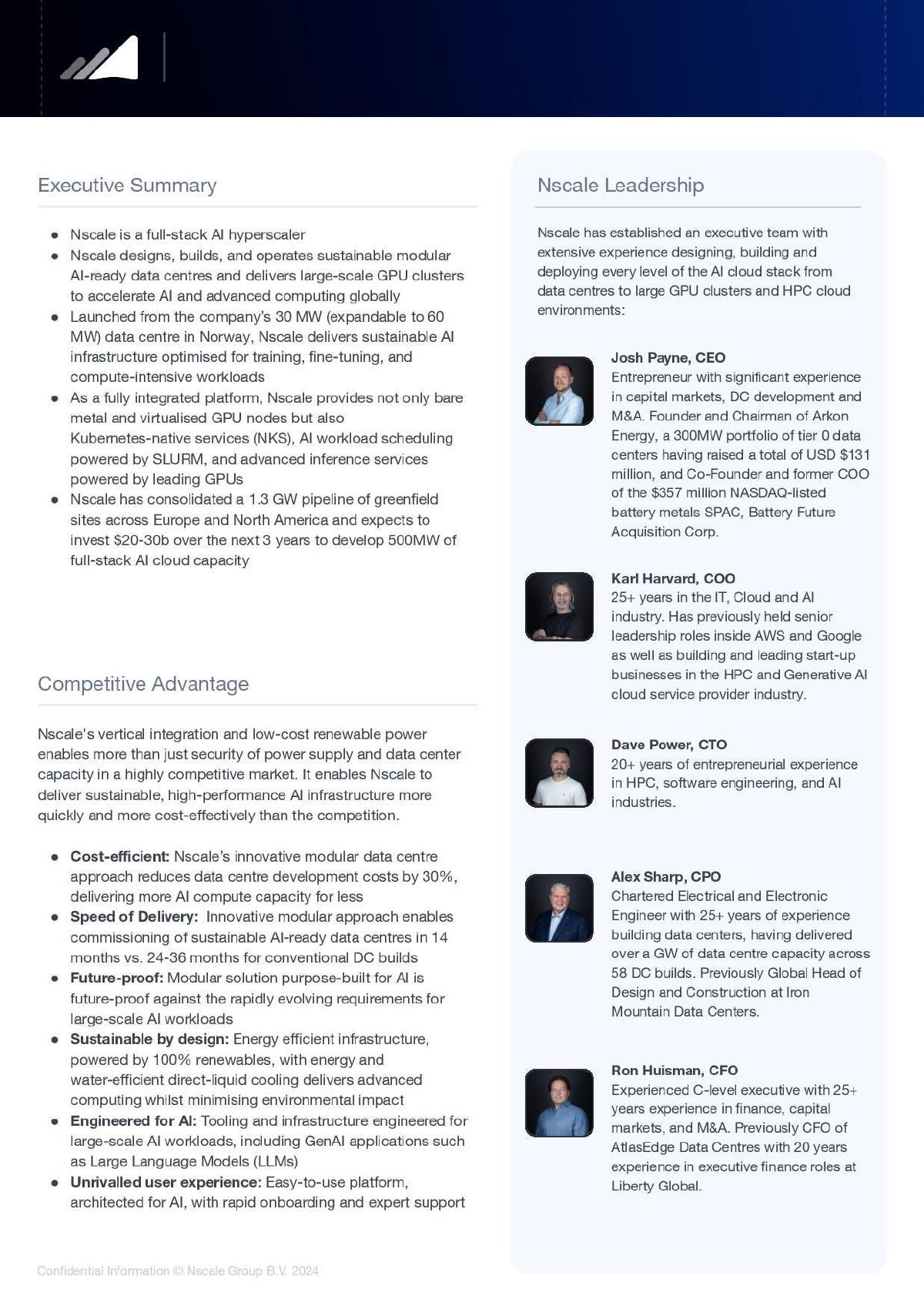 Nscale pitch deck slide 2 of 9