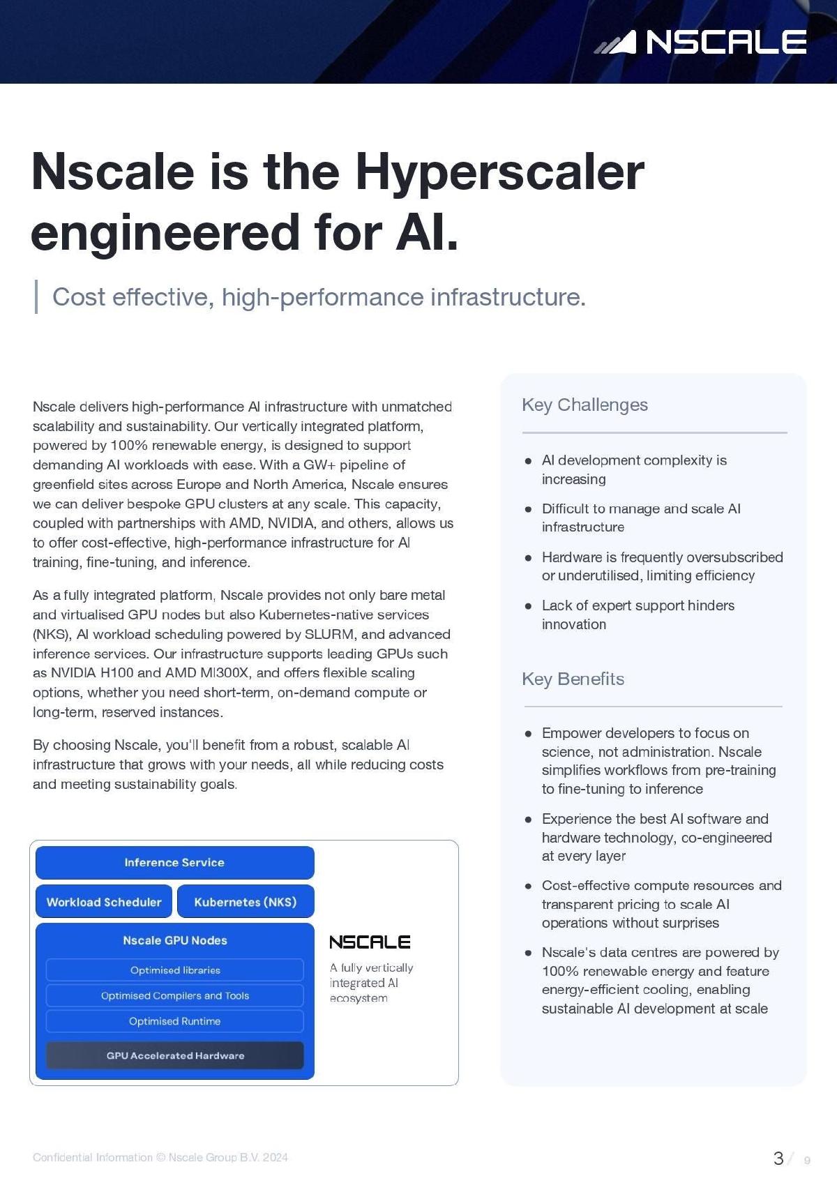Nscale pitch deck slide 3 of 9