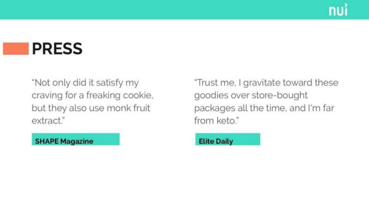 Nui Cookies pitch deck slide 5 of 10