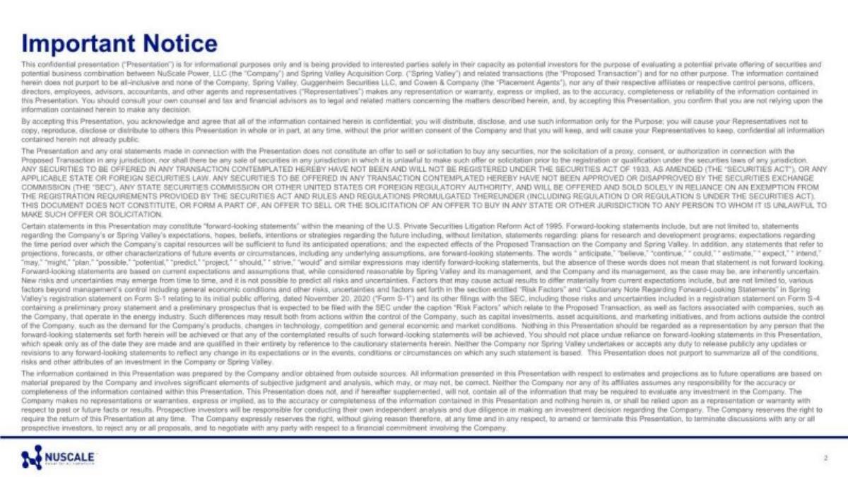 NuScale pitch deck slide 2 of 45