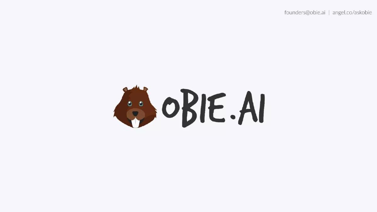 Obie.ai pitch deck slide 1 of 9