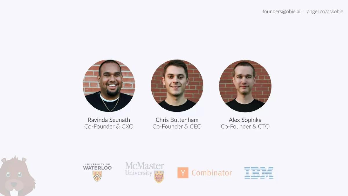 Obie.ai pitch deck slide 6 of 9