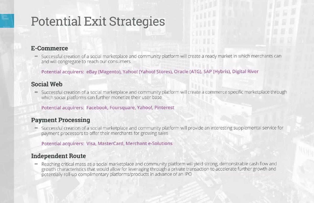 OfferSavvy pitch deck exit strategy slide 16