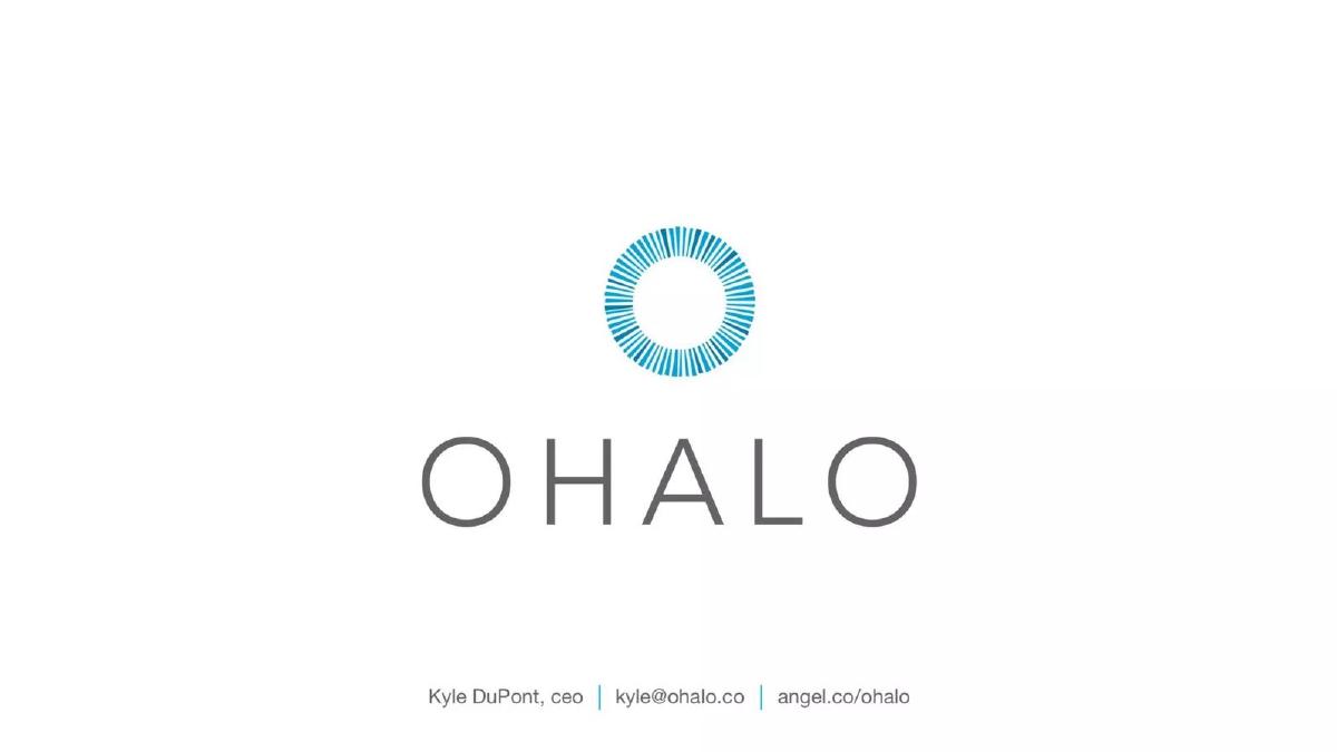 Ohalo pitch deck slide 1 of 9