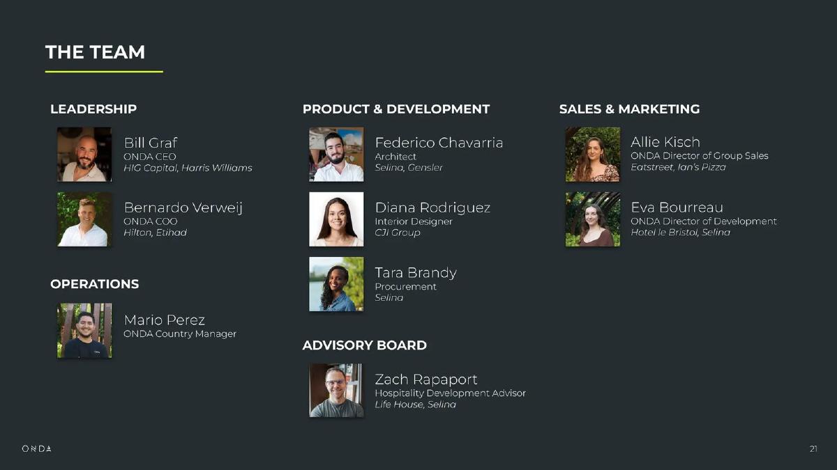 Onda pitch deck team slide 21