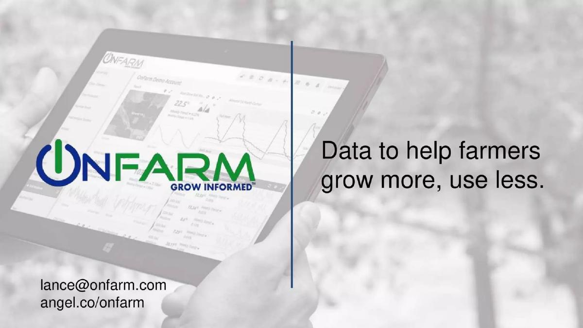 OnFarm pitch deck slide 1 of 7