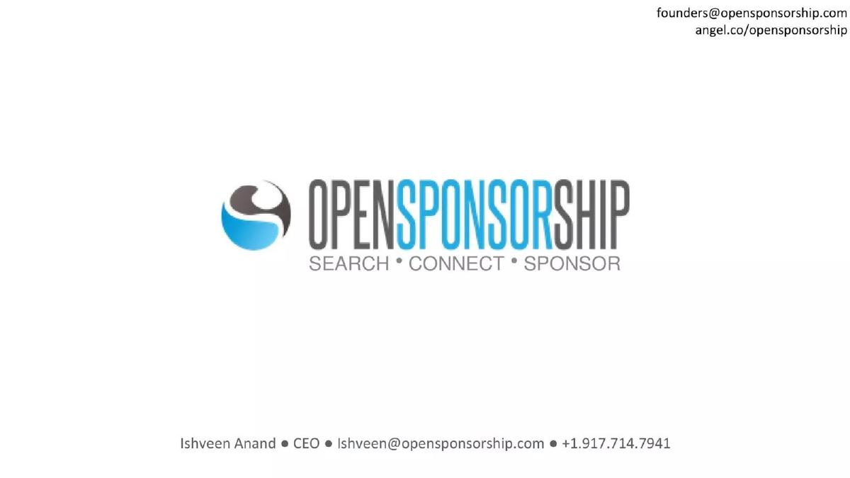 OpenSponsorship pitch deck slide 1 of 12