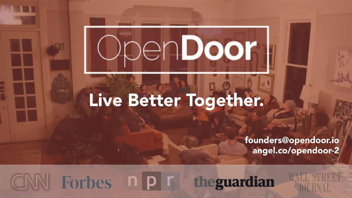 OpenDoor Coliving pitch deck slide 1 of 11