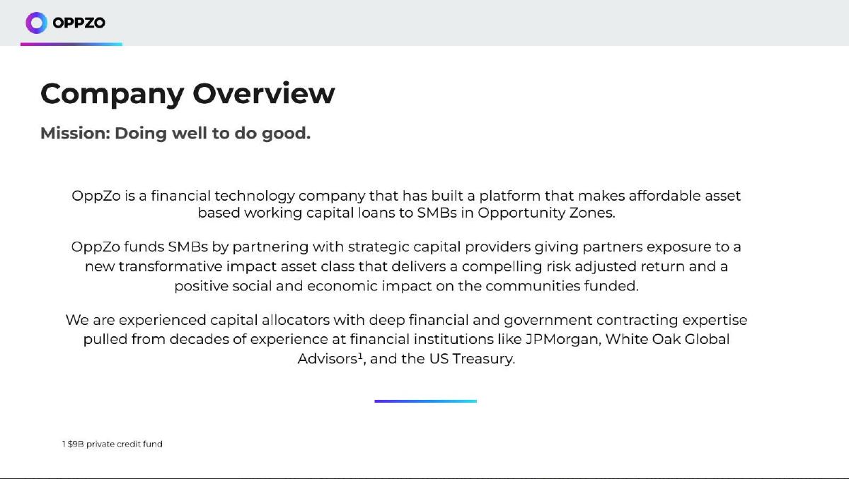 OppZo pitch deck slide 2 of 12