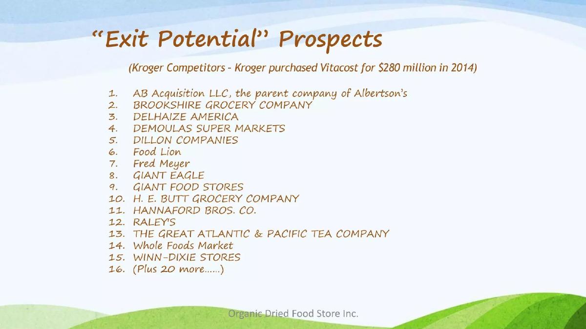 Organic Dried Food Store pitch deck exit strategy slide 15